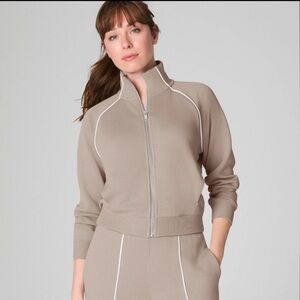 SPANX AirEssentials TAN (Ashwood) Pique Track Jacket - XS
